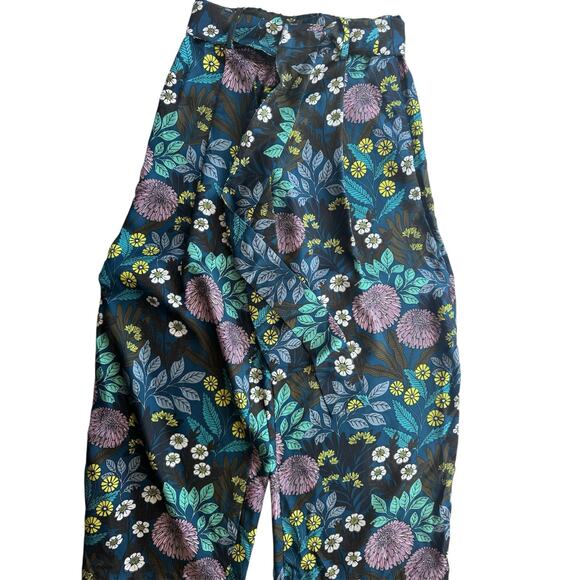 J.Crew x Abigail Borg Silk Wide-Leg Pant in Prairie Midnight Belted Crop Size 0 - Picture 4 of 5